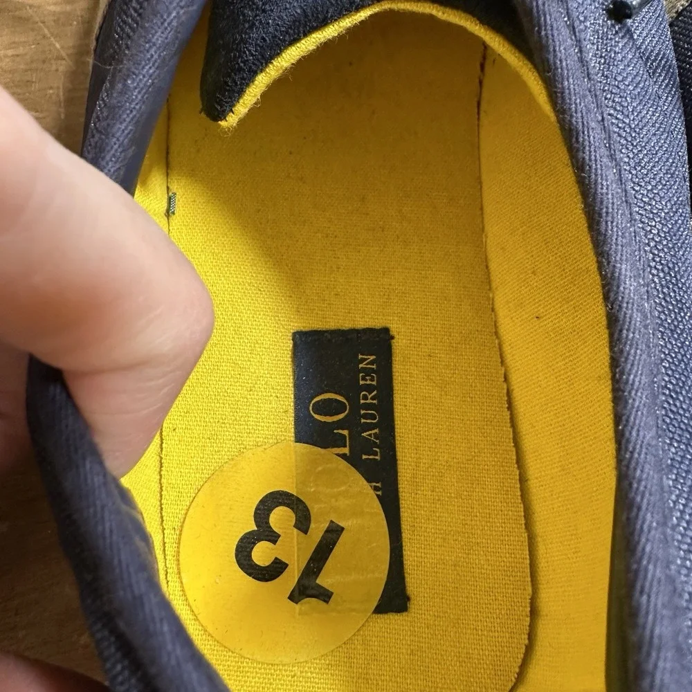 Ralph Lauren Polo Mens Halford Navy Yellow Lace Up Boat Shoes Size 13 D Preppy